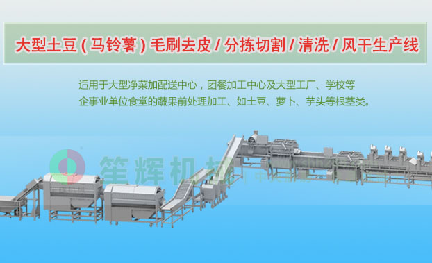 瓦房店连续式土豆去皮清洗切割风干生产线